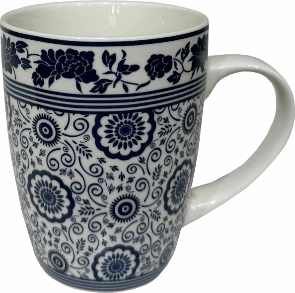 Filxhan Felicia, porcelan New Bone China, bardhë me detaje blu, 8x8x11cm