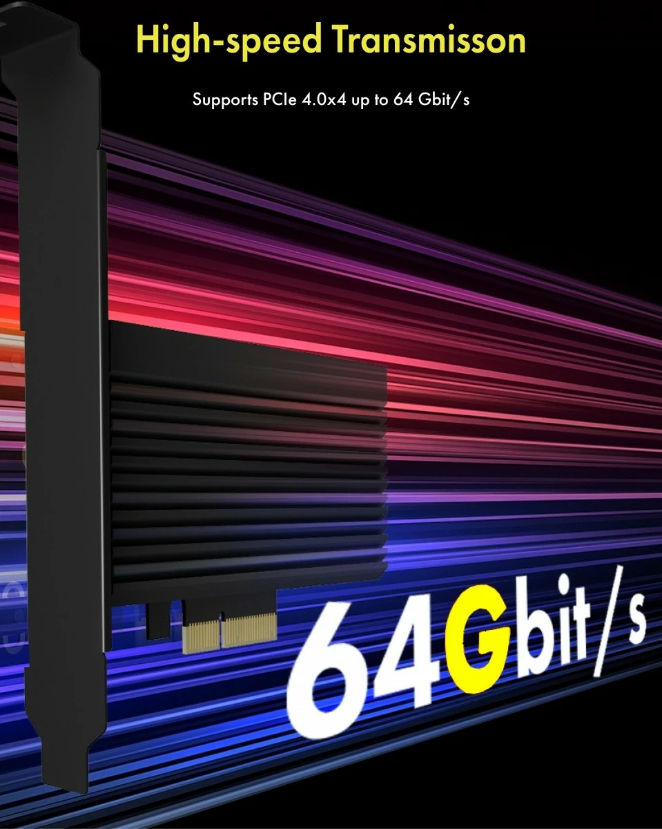 Adapter PCIe për SSD NVMe IcyBox IB-PCI208-HS me heatsink, i zi
