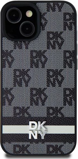 Mbështjellës DKNY Leather Checkered Mono Pattern & Printed Stripes për Samsung Galaxy S24+, e zezë