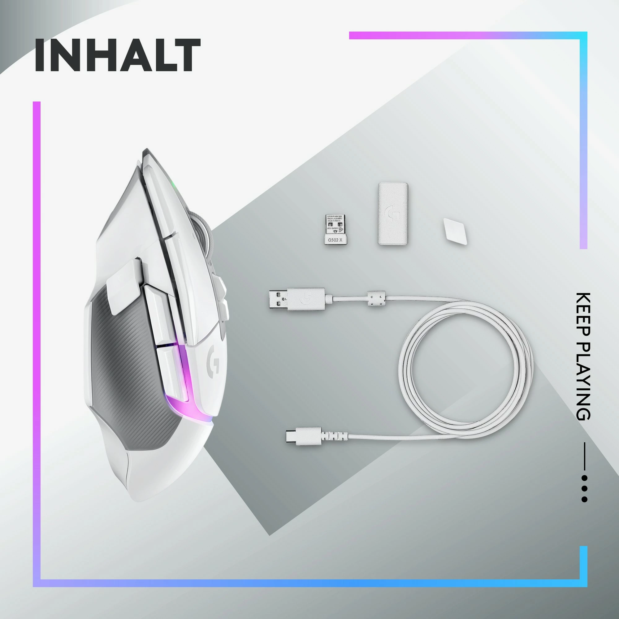 Maus gaming Logitech G502 X PLUS, wireless, RGB, 25600 DPI, i bardhë