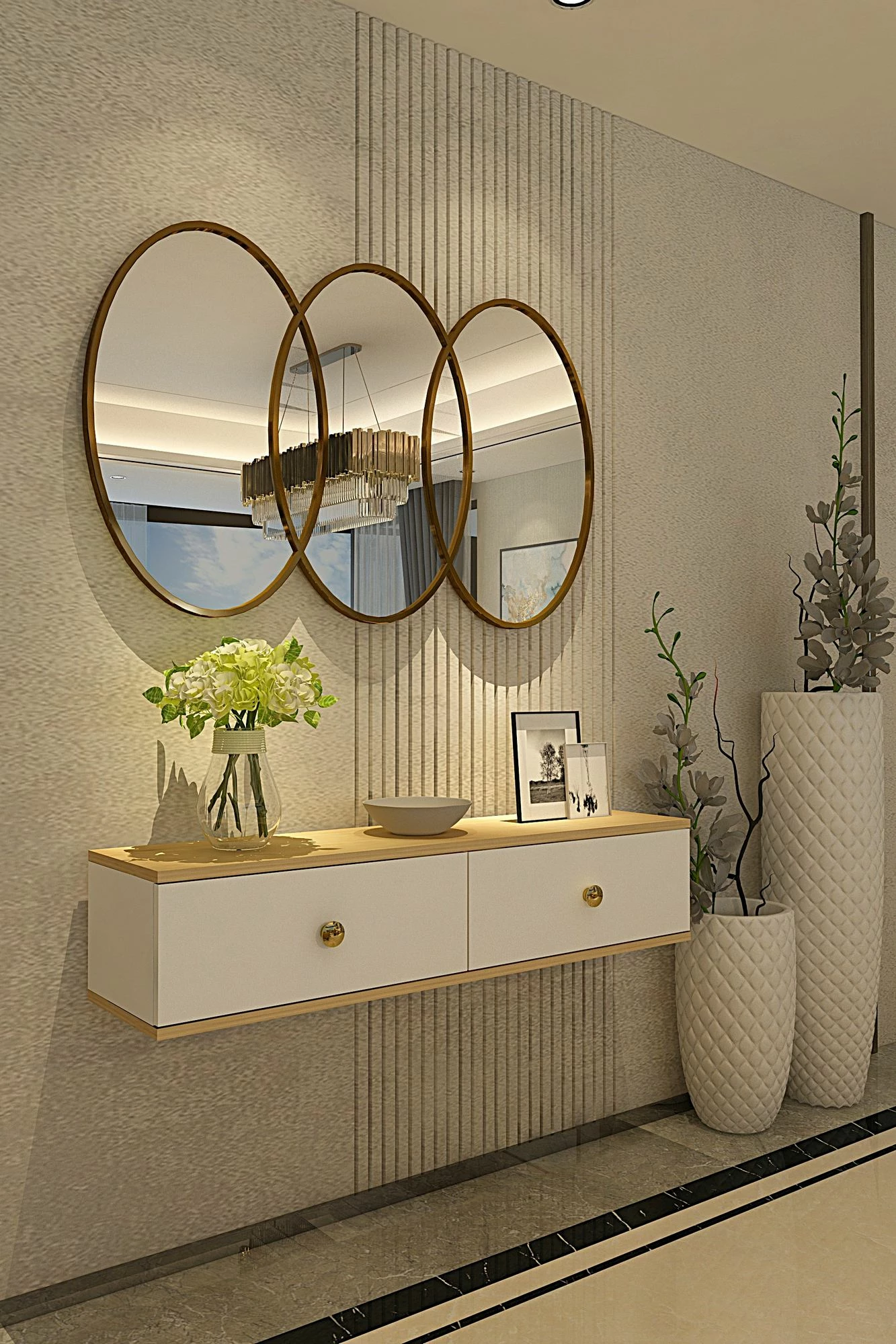 Komodë Skye Decor, Zuzu 120, ngjyrë lis safir, e bardhë