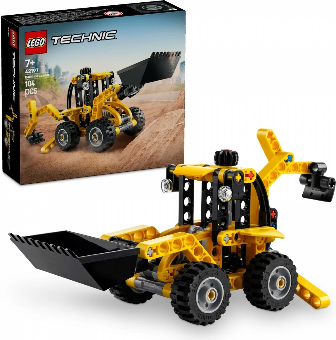 Set LEGO Technic Backhoe Loader 42197, 104 pjesë, plastik, e verdhë
