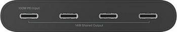 Hub USB-C Belkin AVC018BTBK, 4 porta, 10000 Mbit/s, 100 W, Ngjyrë e zezë