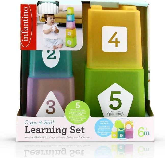 Set gotash edukative B-kids Infantino Cups & Ball, 5 pjesë, multingjyrëshe