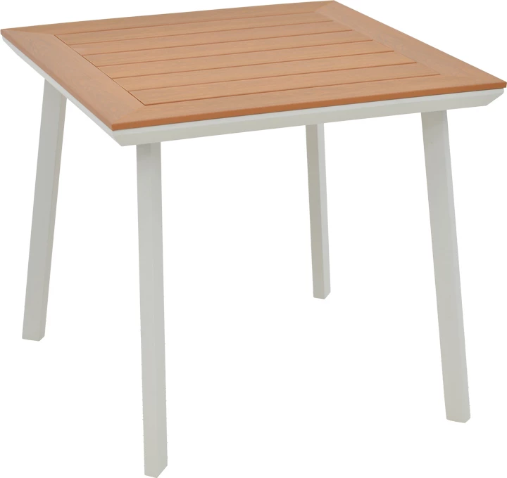 Tavolinë me karrige Synergy-Clutch, set prej 3 copash,, ngjyrë e bardhë dhe natyrale, 80x80x74cm