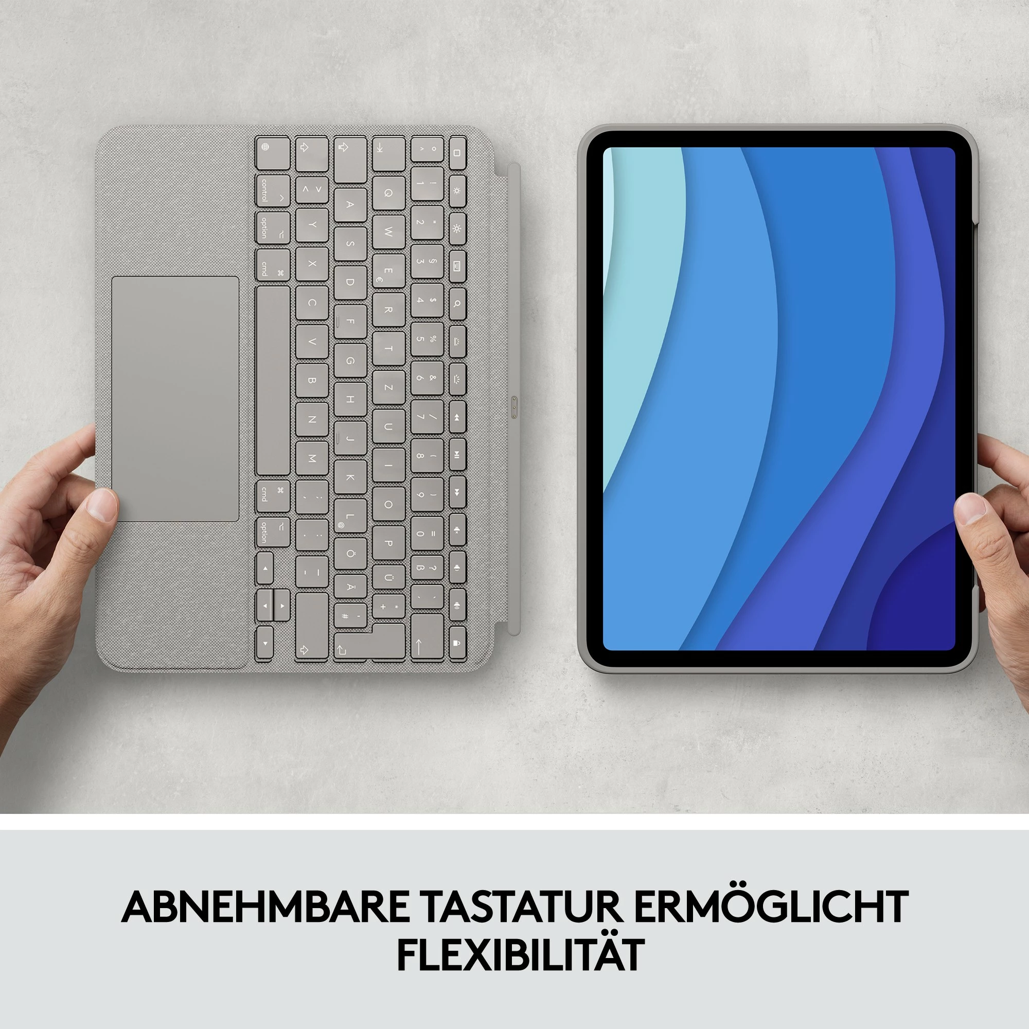 Mbështjellës tastierë Logitech Combo Touch për iPad Pro 11-inç, gri