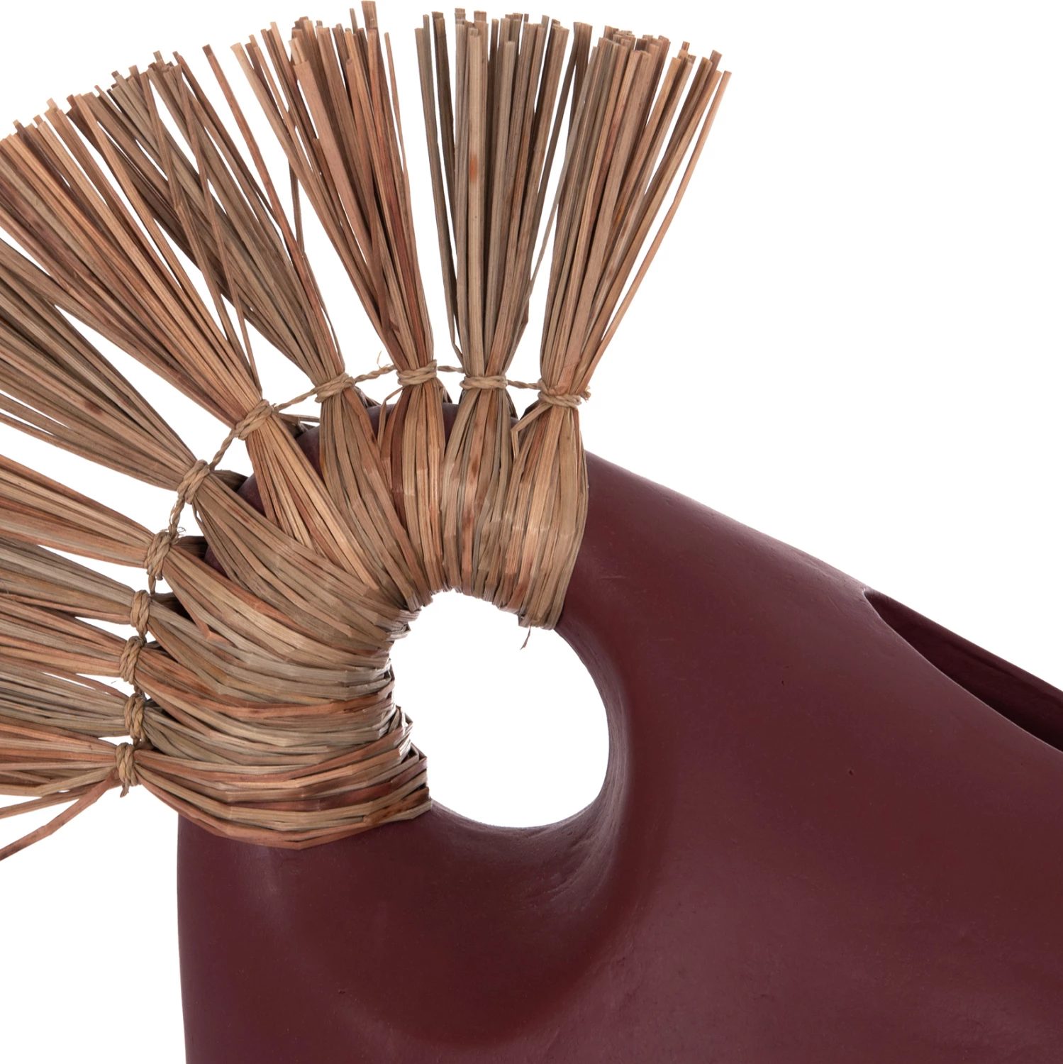 Vazo dekorative tavoline ALICA2, terrakotë, e kuqe maron, me bar të thatë, 44x18x50cm