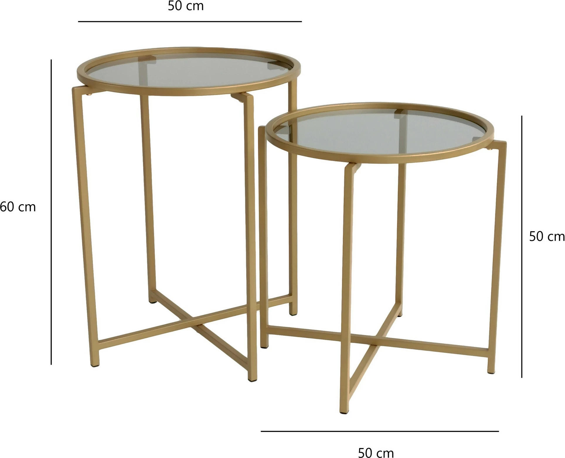 Set tavolinash kafeje Skye Decor, S406, ngjyrë ari dhe fume