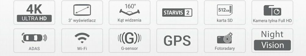 Kamerë për veturë Navitel RS990 4K GPS, set front+prapa me Wi‑Fi/ADAS, e zezë/ari