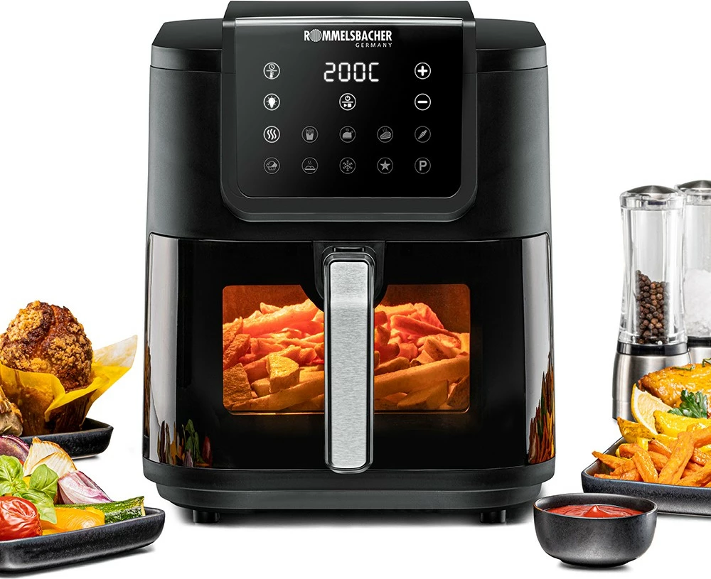 Fritezë me ajër të nxehtë Rommelsbacher FRH 1700, 8 L, e zezë