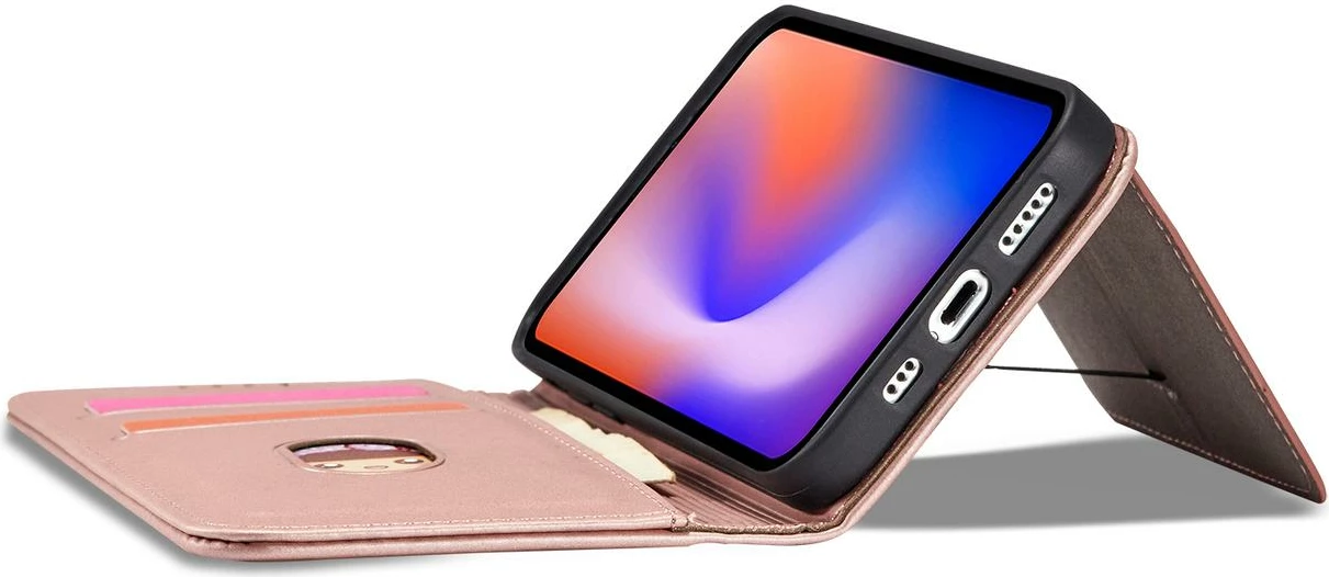 Mbështjellës Hurtel Magnet Card Case për iPhone 12 Pro Max, me xhep për karta, rozë