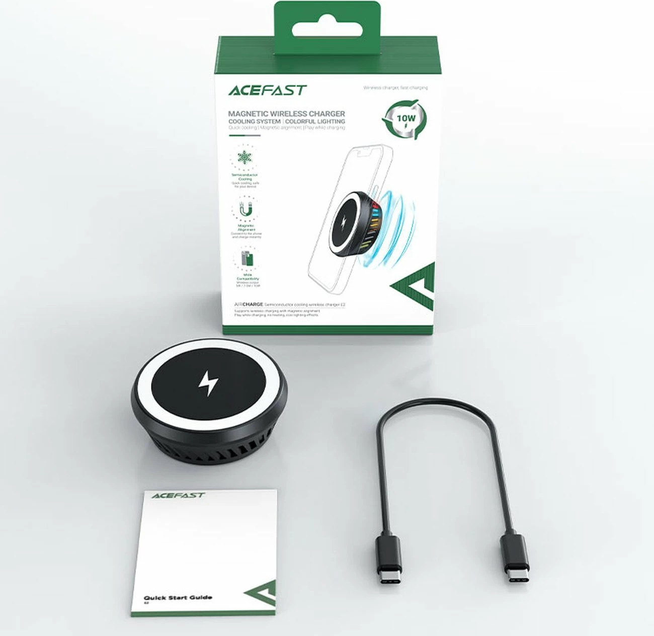 Karikues wireless Acefast E2 me sistem ftohjeje, Gri e errët