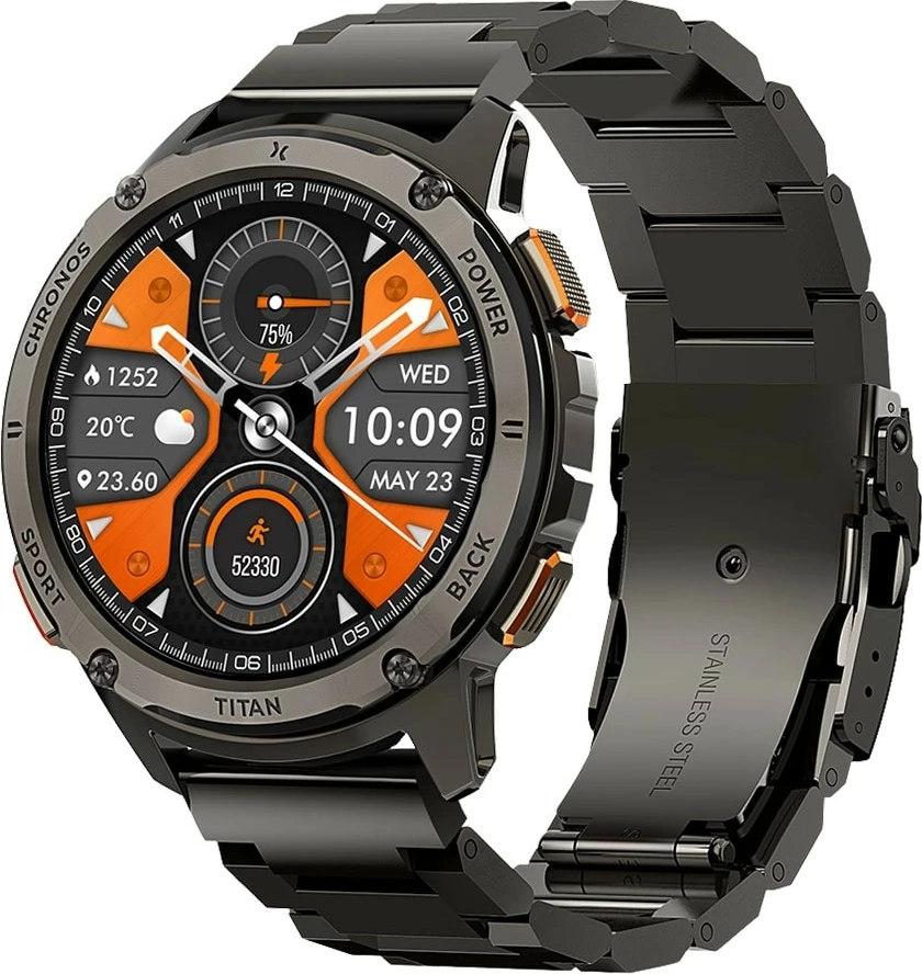 Smartwatch Maxcom FW110 Titan Chronos, 1.43'' AMOLED, 256 MB, 450 mAh, E zezë, set me 2 rripa