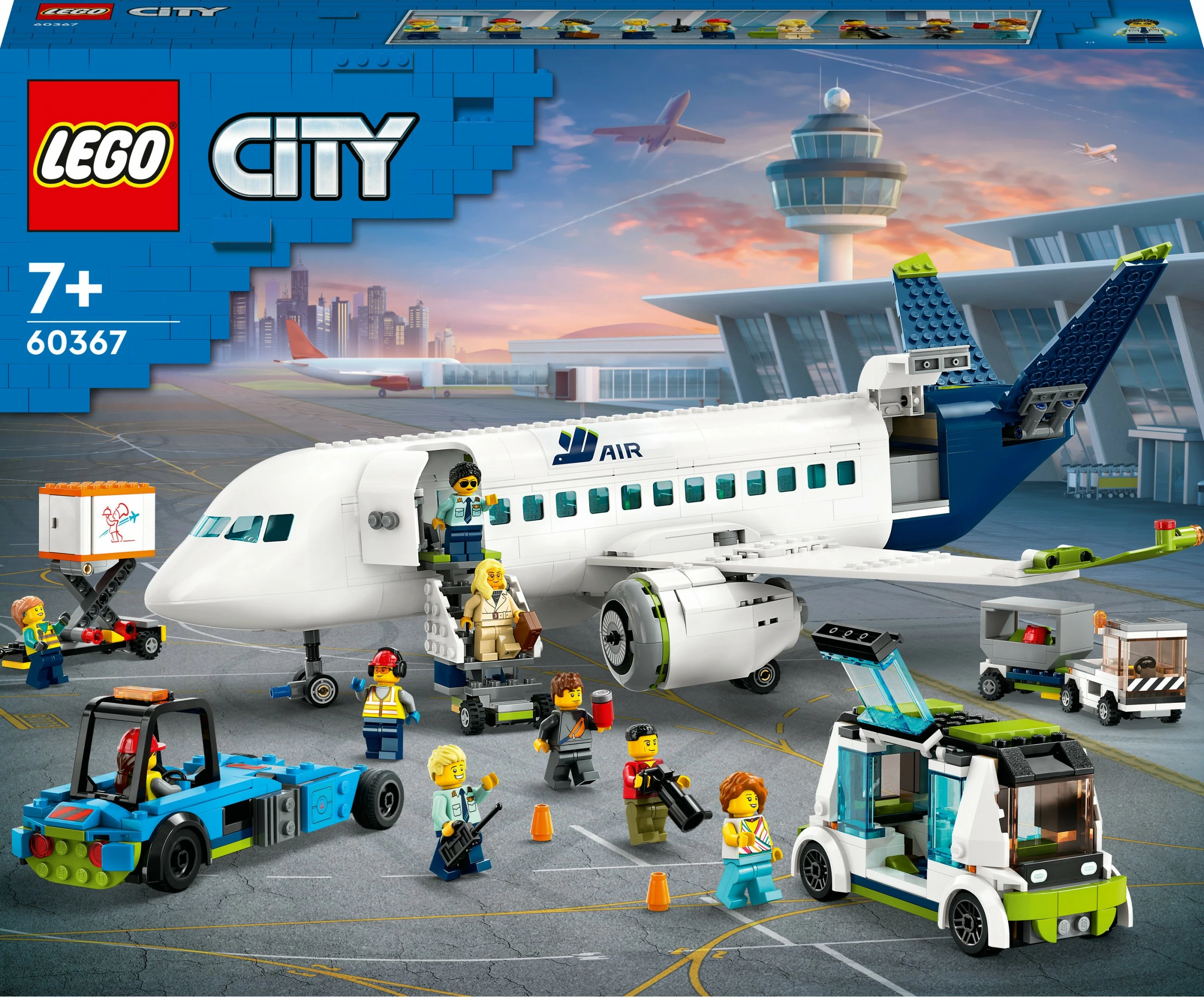 Set ndërtimi LEGO City Aeroplan pasagjerësh, 913 pjesë, shumëngjyrësh