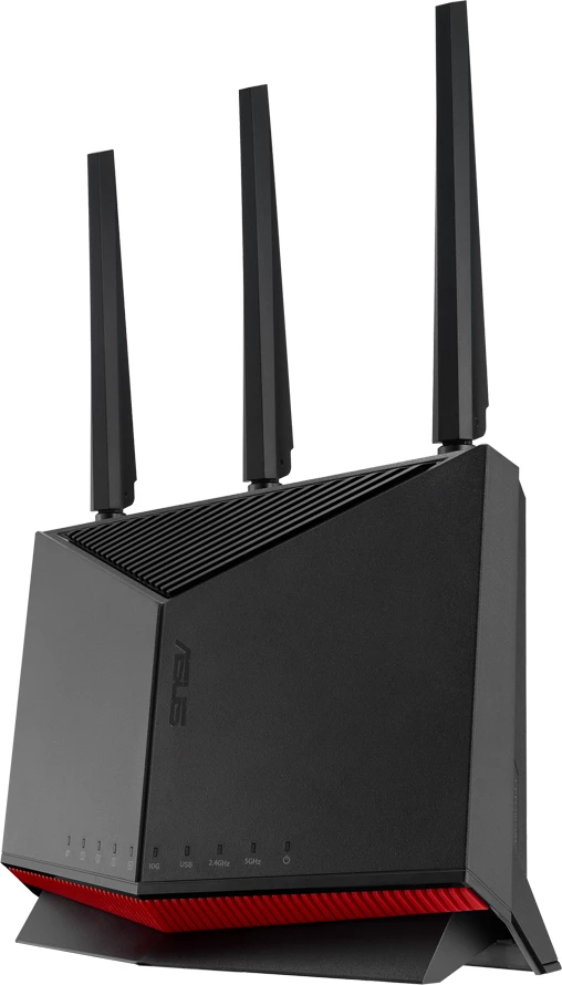 Ruter gaming ASUS RT-BE86U BE6800 WiFi 7 dy-bandësh, port 10G + 4x2.5G, i zi