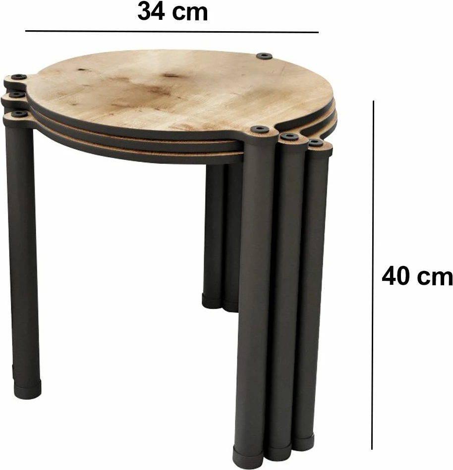 Set tavolinash ndihmëse (3 copë), Skye Decor, Lavia 3, ngjyrë lisi