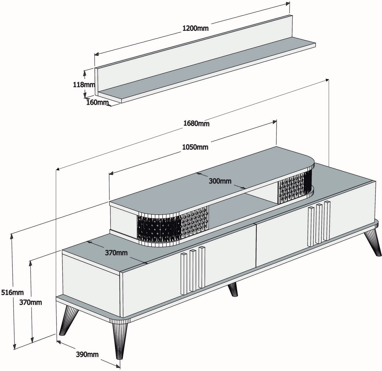 Komodë televizori, ngjyrë arre, Skye Decor, Eylül