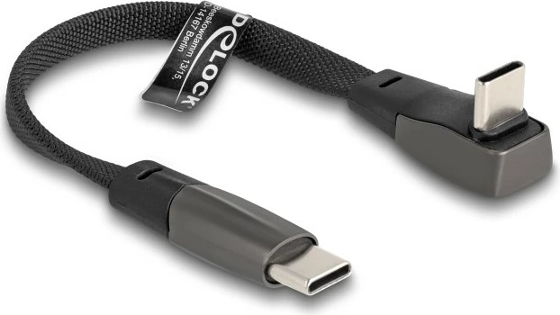 Kabllo USB Type-C DeLOCK 14cm, kënd 90 gradë, tekstil, e zezë