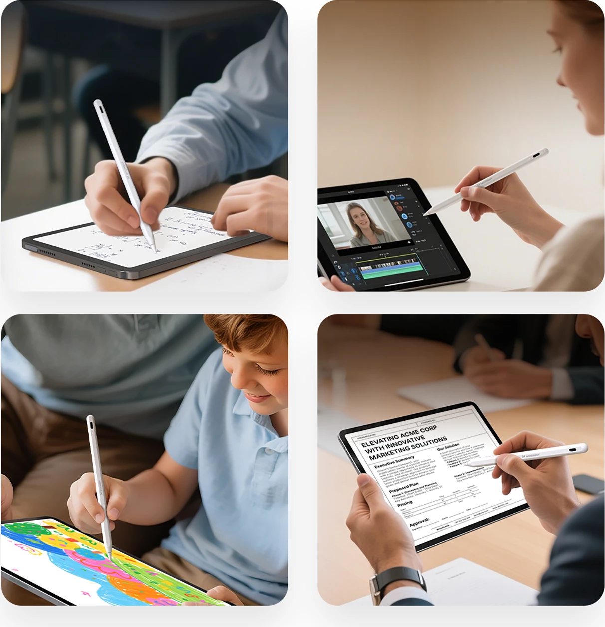 Stylus Wozinsky WRA-08 për iPad, USB-C Fast Charging, Bardhë