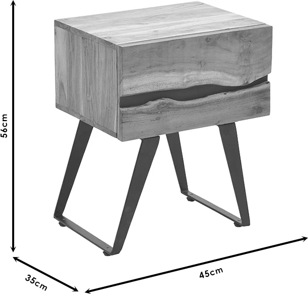 Komodinë nate Imena dru i fortë 4cm natyral-e zezë 45x35x56cm