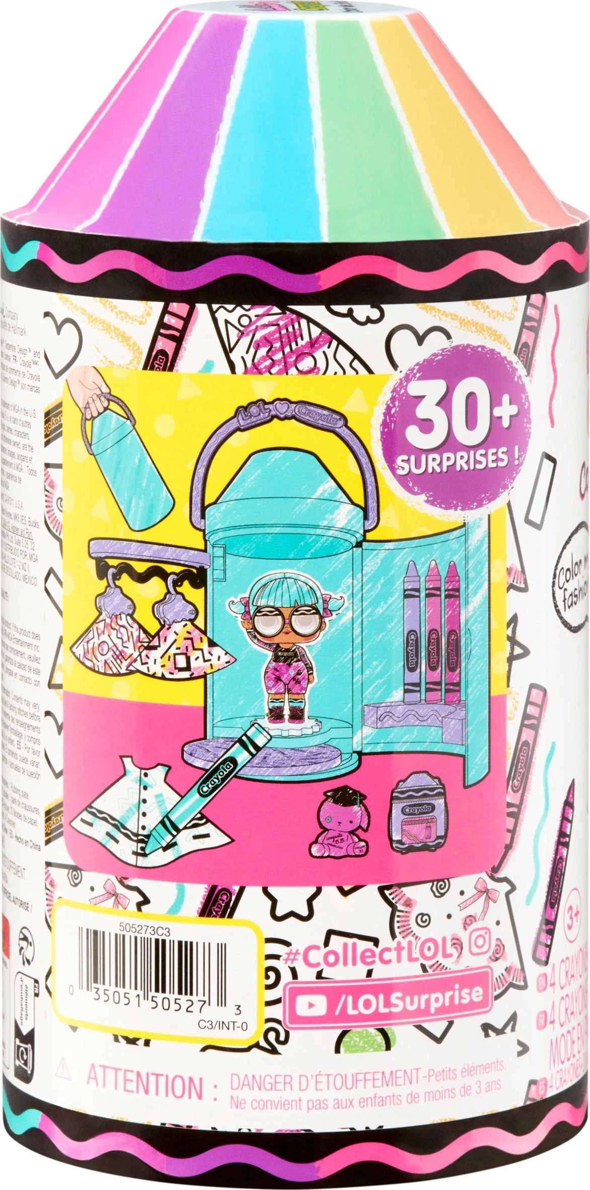 Set kukulle MGA L.O.L. Surprise! Loves Crayola Tots 505273, 20 veshje letre + 4 shkumësa, shumëngjyrëshe