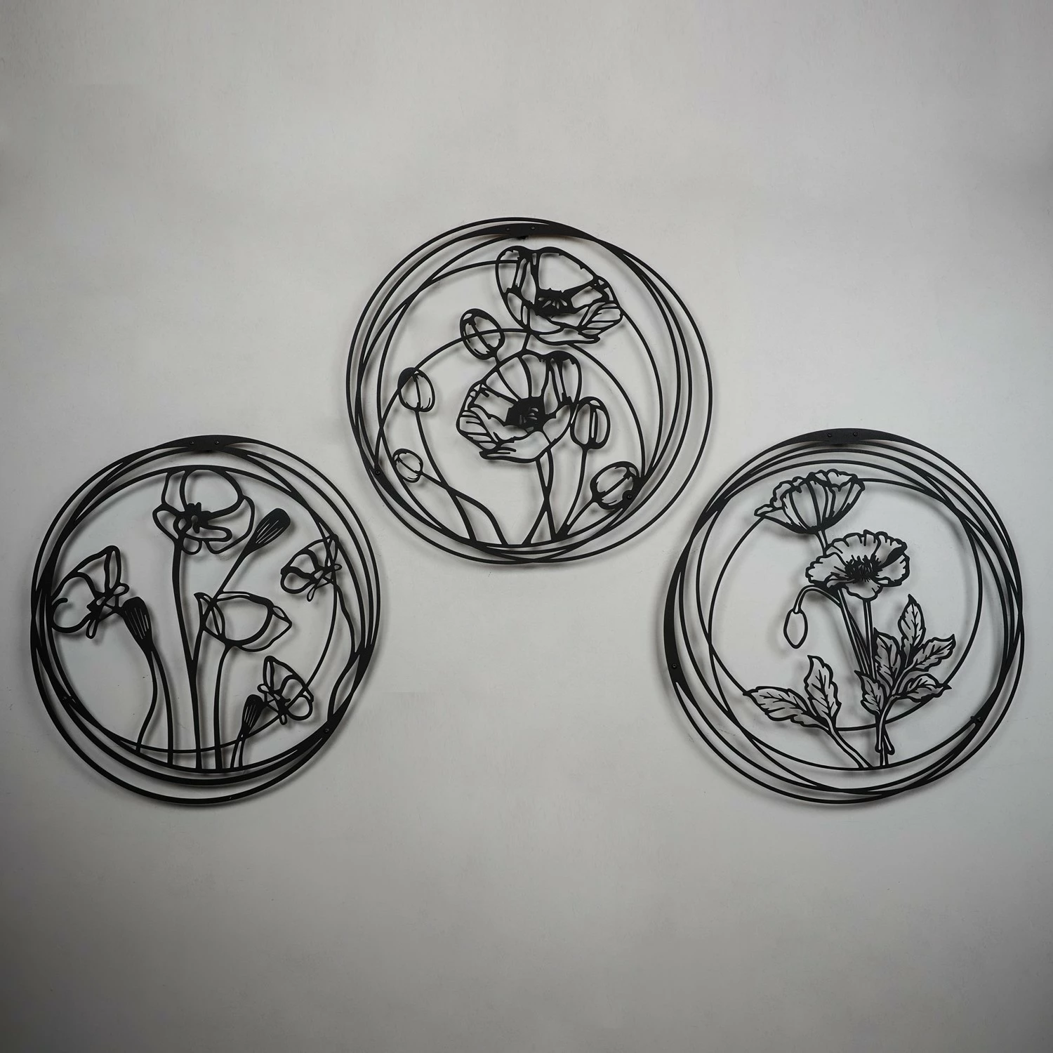 Aksesor dekorativ metalik për mur, lule opiumi, Wallity, APT356MS