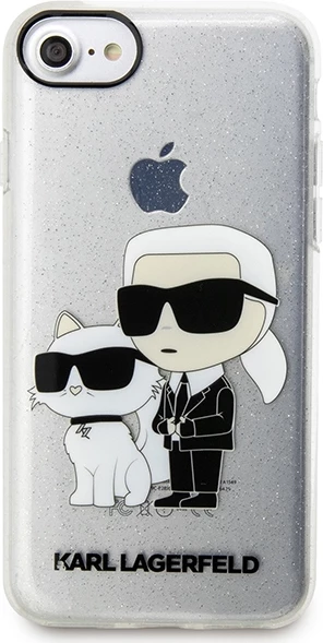 Mbështjellës Karl Lagerfeld KLHCI8HNKCTGT për iPhone 7/8/SE 2020/SE 2022, transparent, Gliter Karl&Choupette
