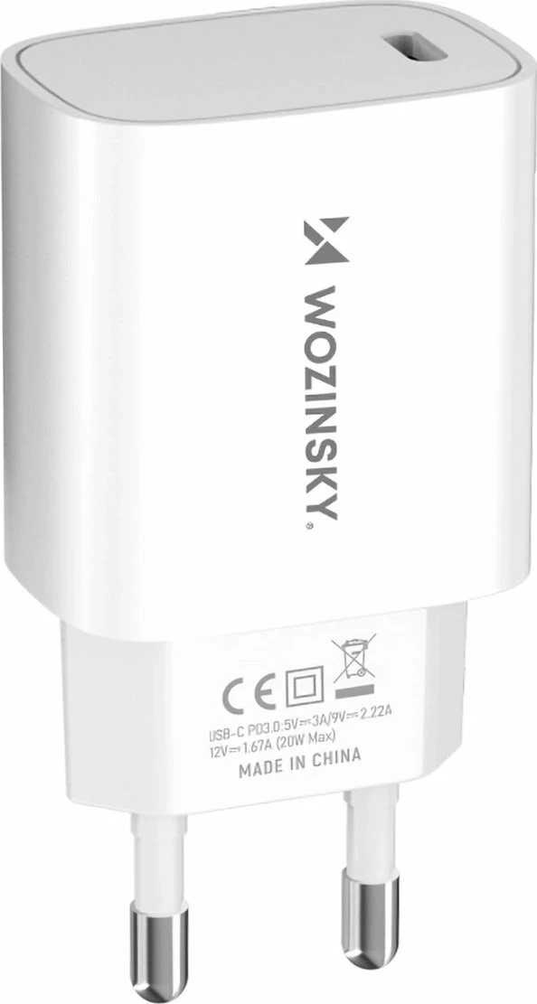 Karikues rrjeti Wozinsky WGWCCW 20W USB-C/USB-A, 2 porta, i bardhë