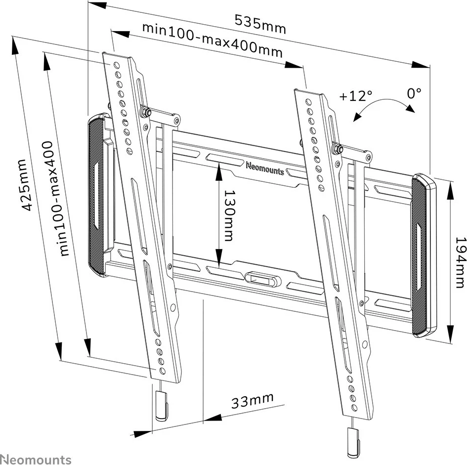 Mbajtëse muri Neomounts WL35-550BL14, për ekrane 32-65", e zezë