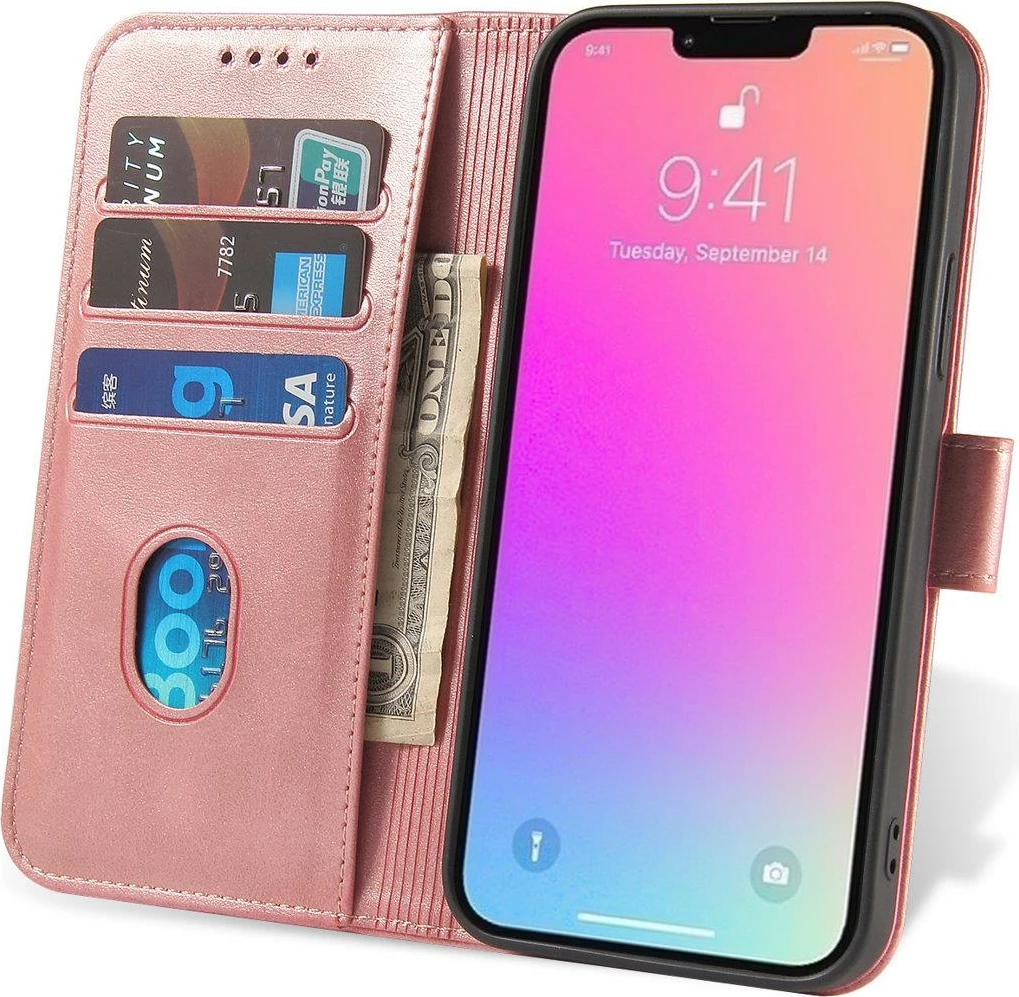Mbështjellës Hurtel Magnet Case për Samsung Galaxy A55 5G, me kapak dhe portofol, Rozë