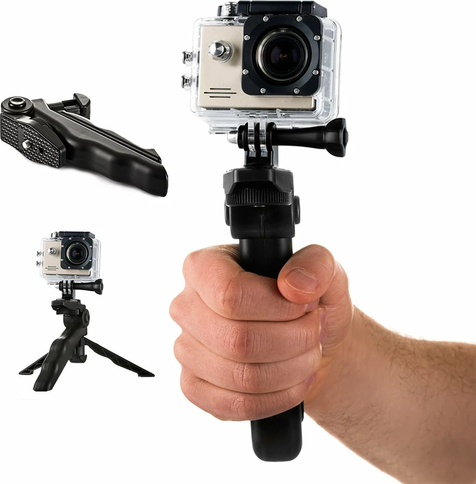 Mbajtëse dore me mini tripod për GoPro SJCAM, Hurtel, e zezë