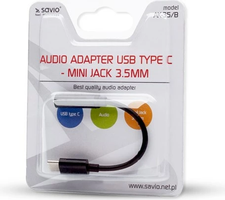 Përshtatës Savio USB type 3.1 C (M) Jack 3.5mm (F), i zi 