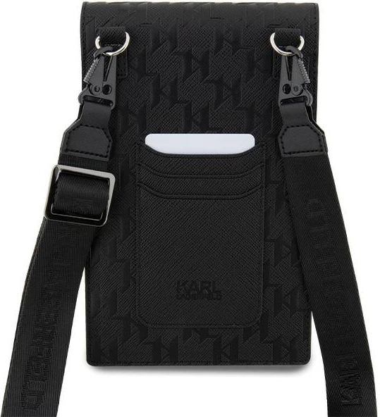 Çantë për celular Karl Lagerfeld KLWBSAKHPCK Saffiano Monogram Choupette, e zezë