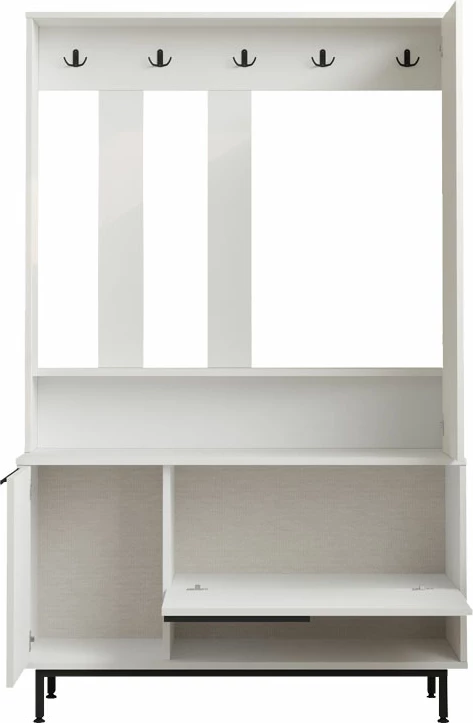 Mobilje hyrëse Zerbie, melaminë e bardhë-e zezë, 112x35.5x178cm