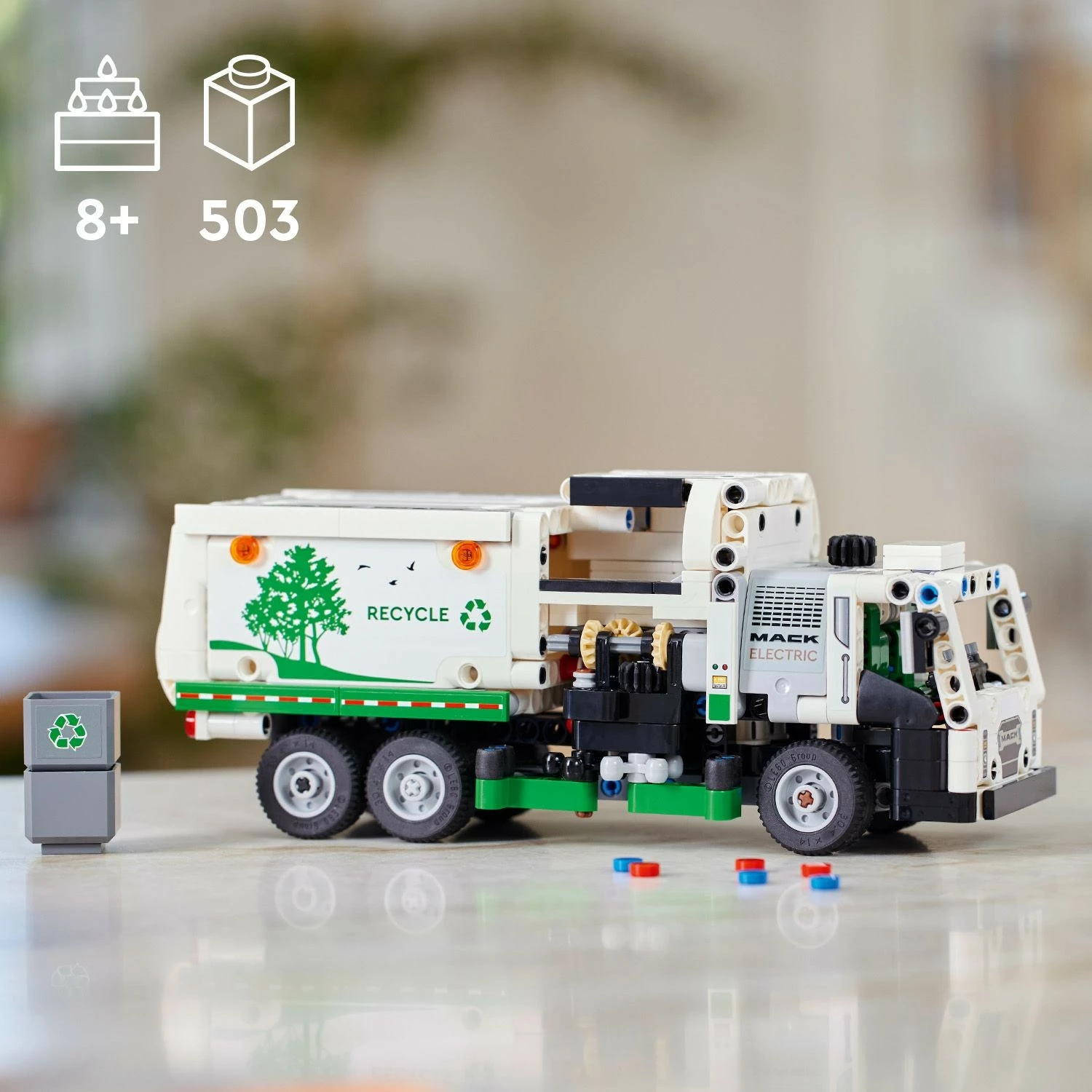 Set ndërtimi LEGO Technic Mack LR Electric Garbage Truck 503 pjesë shumëngjyrëshe
