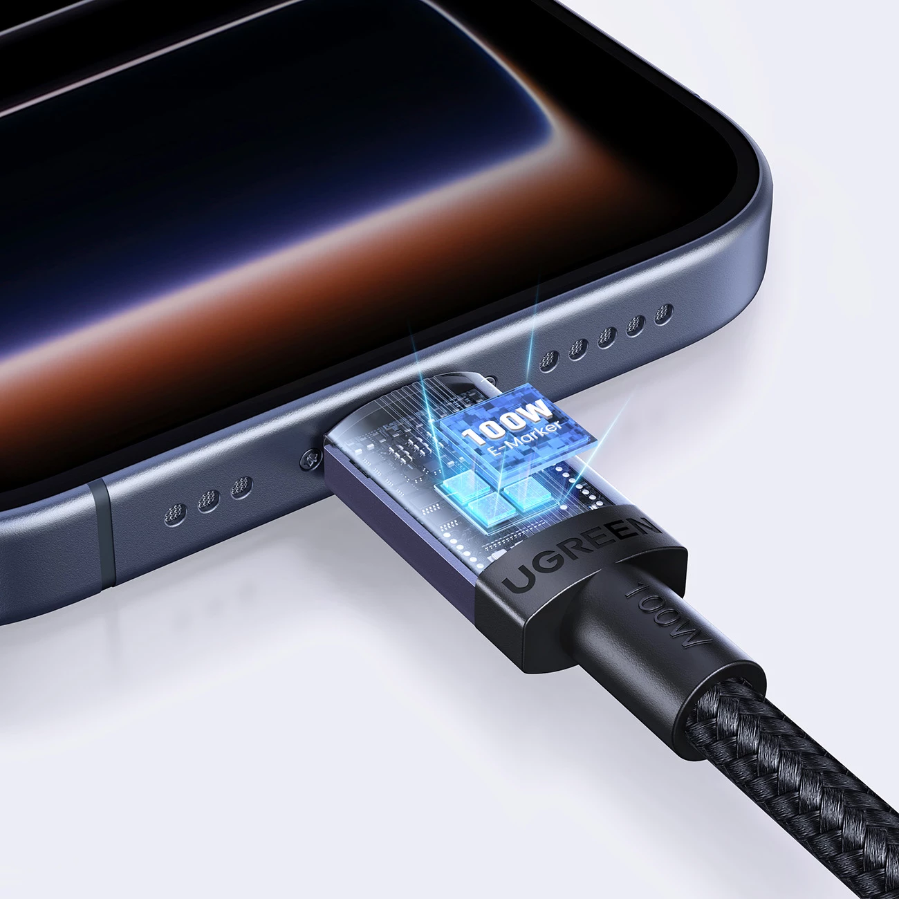 Kabllo USB-C në USB-C Ugreen PD 100W 5A 2m, e zezë