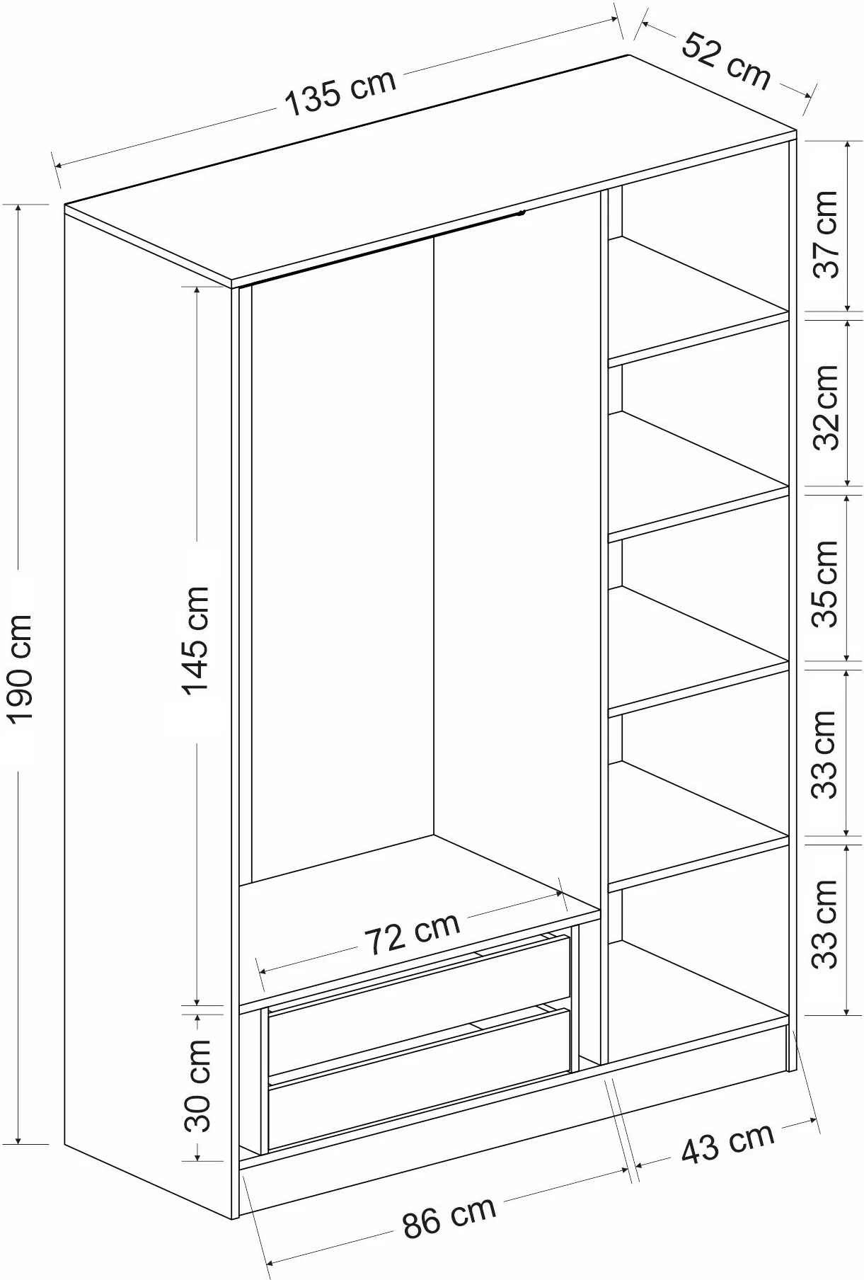 Dollap Hanah Home, ngjyrë antracit e zezë, 2271