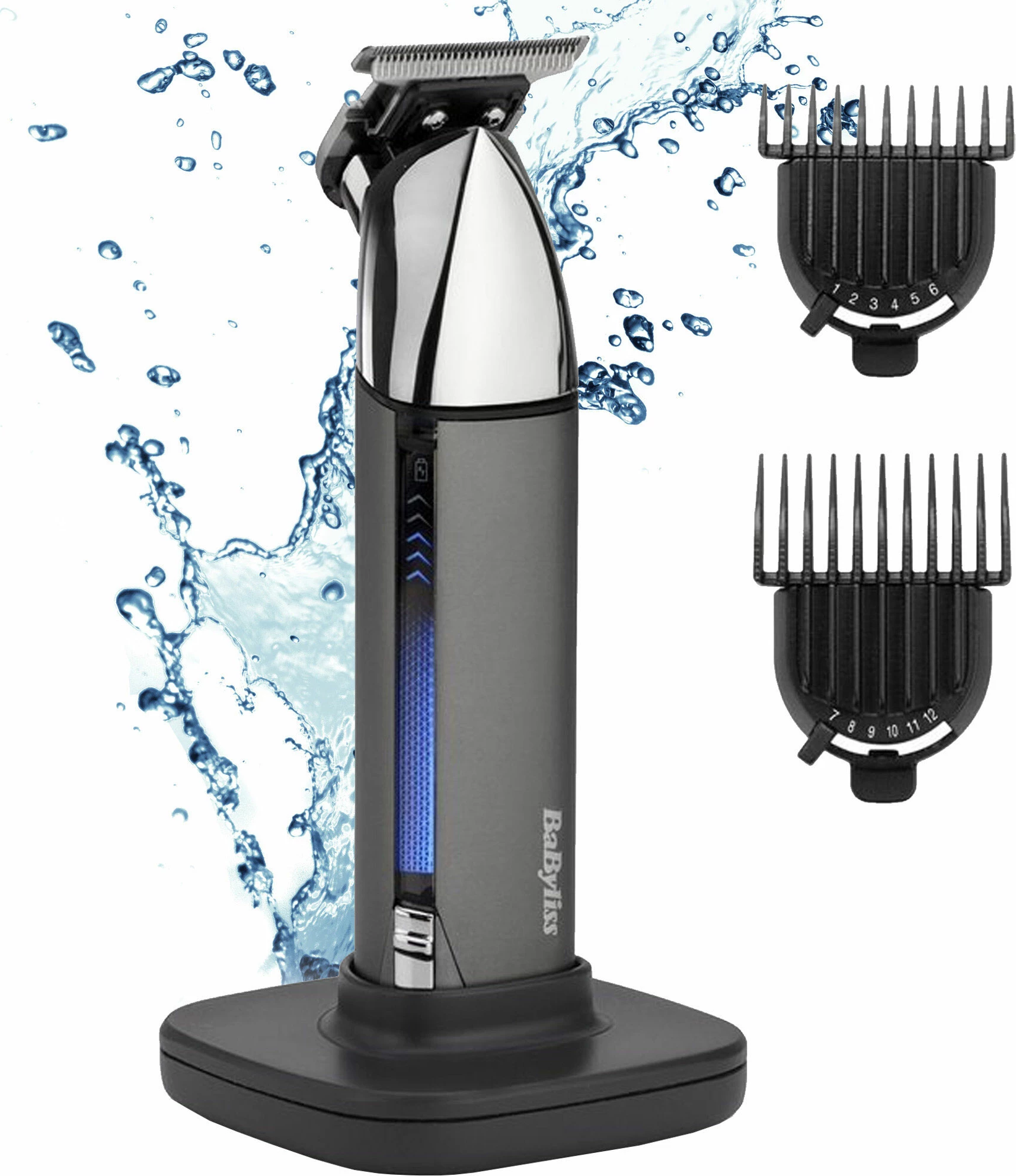Trimer mjekre BaByliss Super-X Metal T996E, teh T 40mm, bateri Li-ion, me 2 krehra, krom