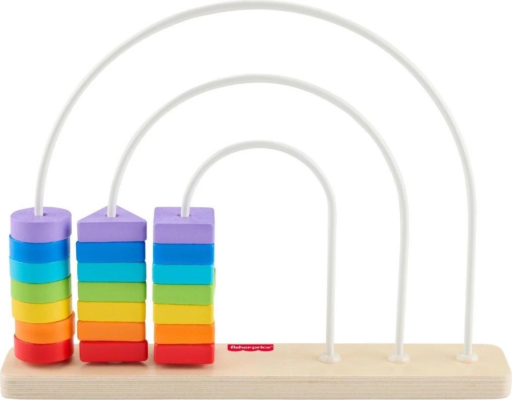 Lodër druri edukative me rruaza rrëshqitëse, Fisher-Price, JFG15, 21 elemente, multingjyrëshe