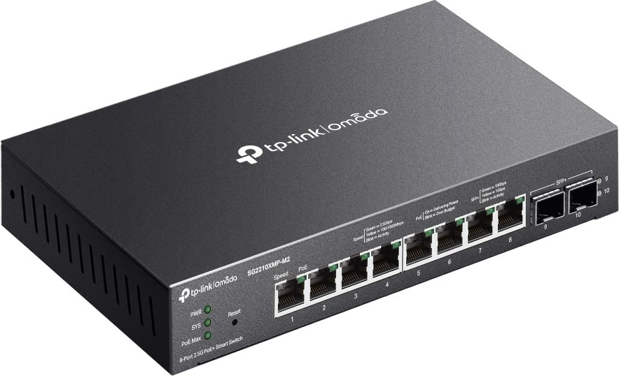 Switch TP-Link Omada SG2210XMP-M2, 8-Port 2.5G PoE+, 2-Port 10GE SFP+, i menaxhuar