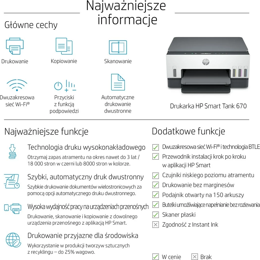 Printer HP Smart Tank 670, All-in-One, Wi-Fi, Ngjyrë
