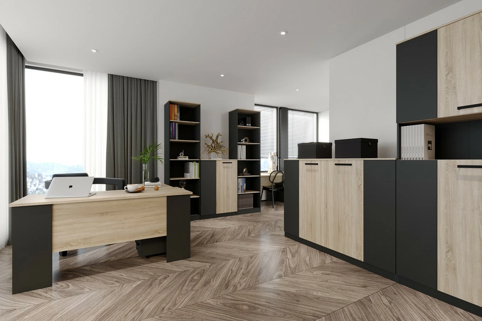 Tavolinë e punës York, e zezë/krem