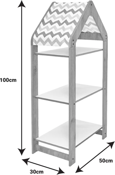 Raft Montessori Zoilen I, bardhë-natyral-blu, mdf, 50x30x100cm