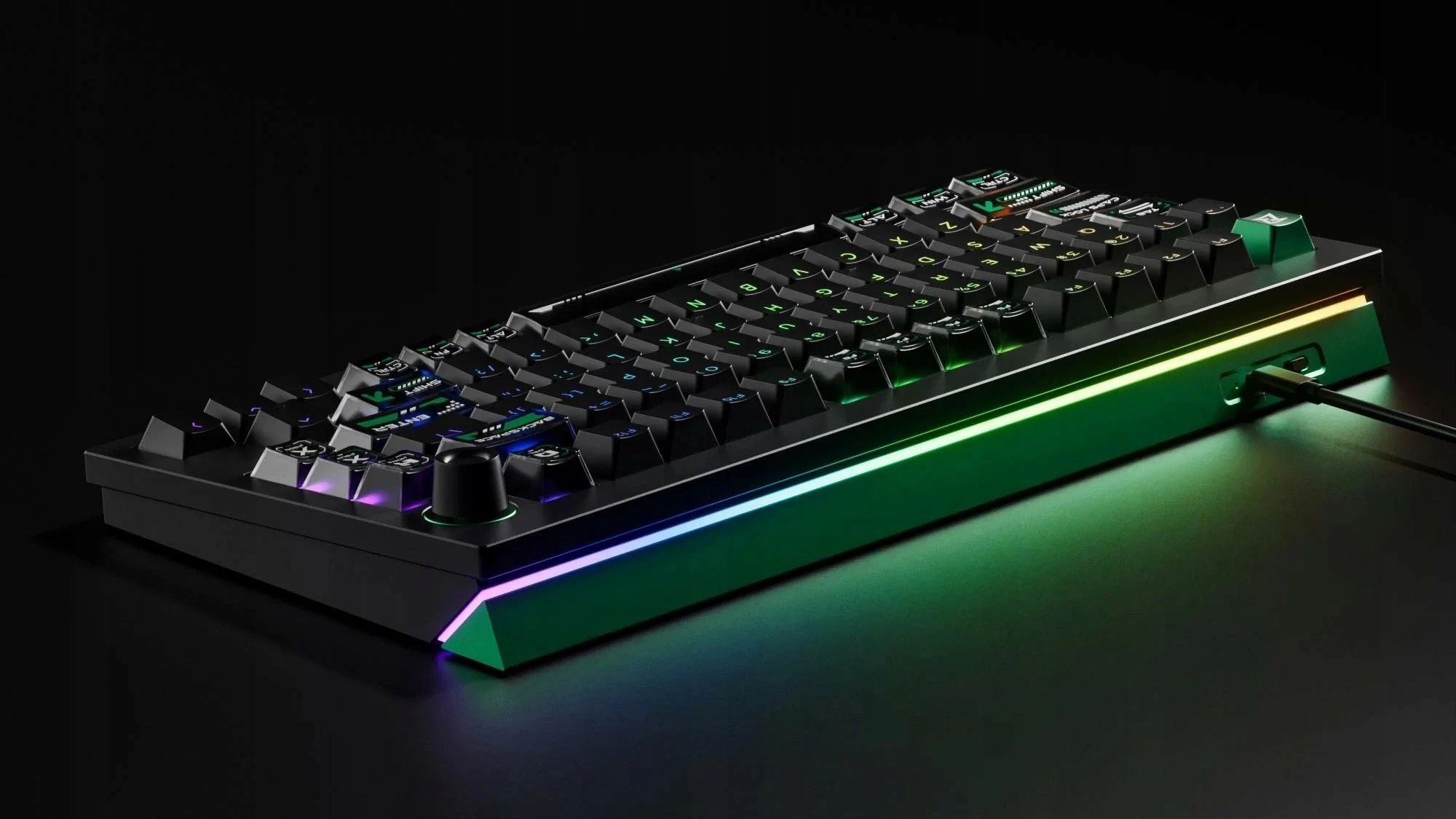 Tastierë gaming Keychron Lemokey L5 HE (L5W-W1), 75%, switch magnetik Ultra-Fast Lime, RGB, USB, US layout, e zezë/jeshile