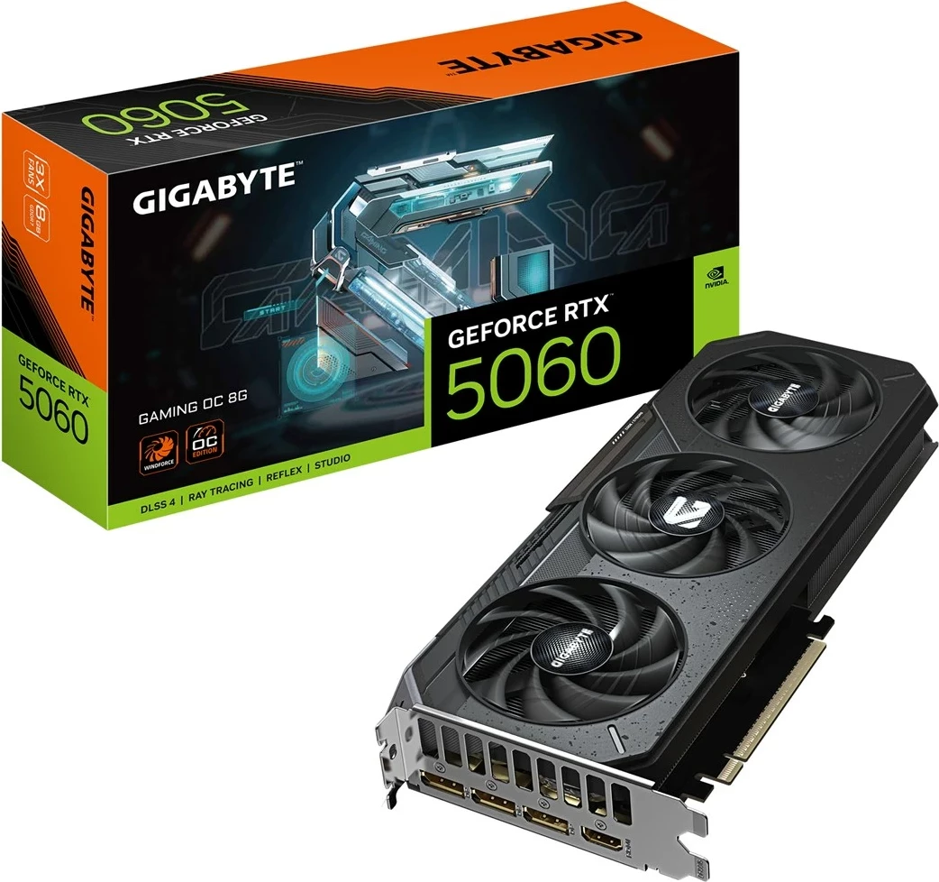 Kartelë grafike Gigabyte GeForce RTX 5060 GAMING OC 8G, 8 GB GDDR7, e zezë