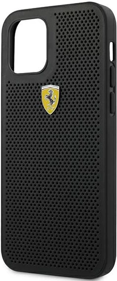 Mbështjellës Ferrari FESPEHCP12LBK për iPhone 12 Pro Max 6.7", i fortë, On Track Perforated, i zi