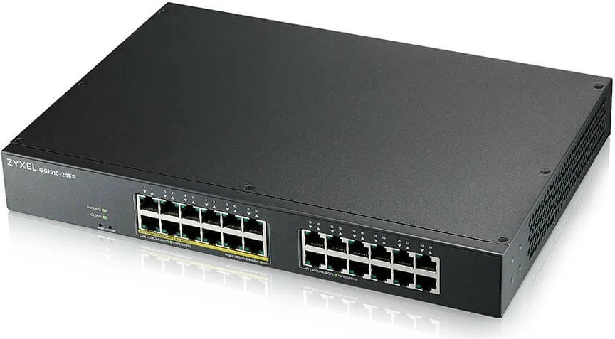 Switch i menaxhuar Zyxel GS1915-24EP, 24 porta Gigabit, 12 PoE, për rack, i zi