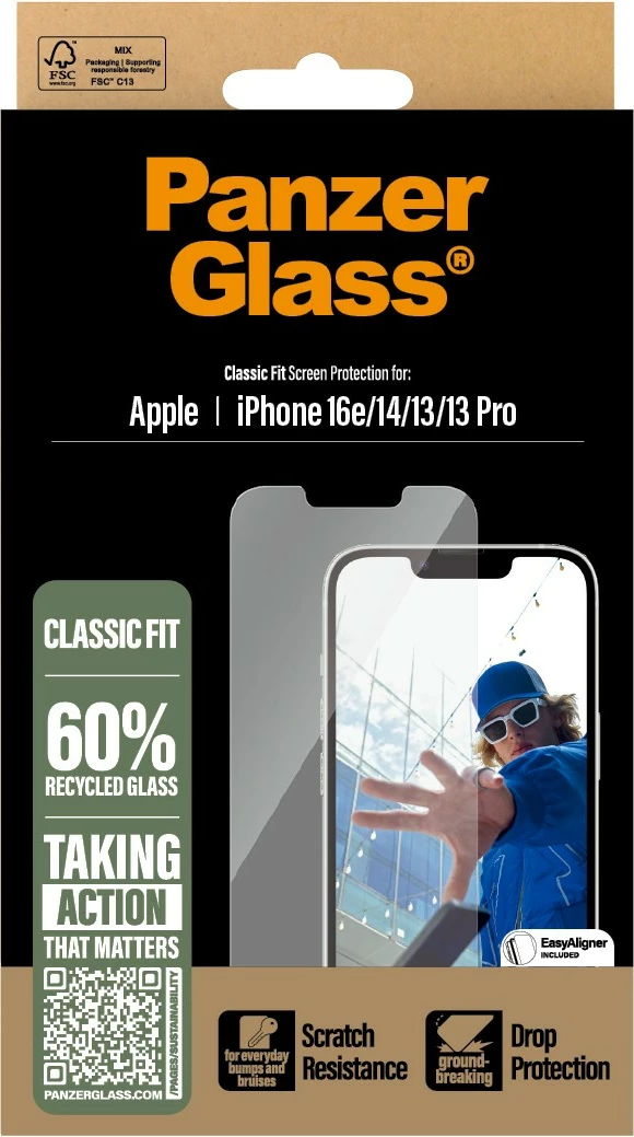 Mbrojtës ekrani PanzerGlass për iPhone 16e, transparent