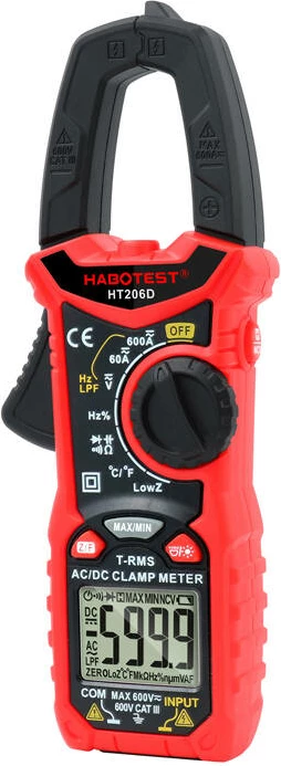 Mierës cengash Habotest HT206D, True RMS, NCV, LPF, i kuq
