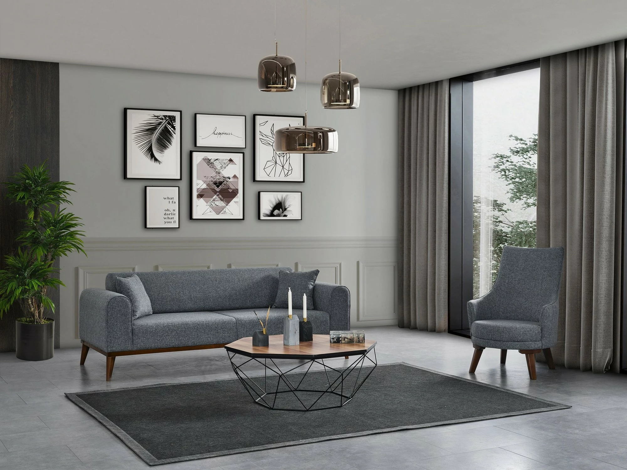 Divan-krevat treshe, ngjyrë gri e çelët, Cofi 3 Seater